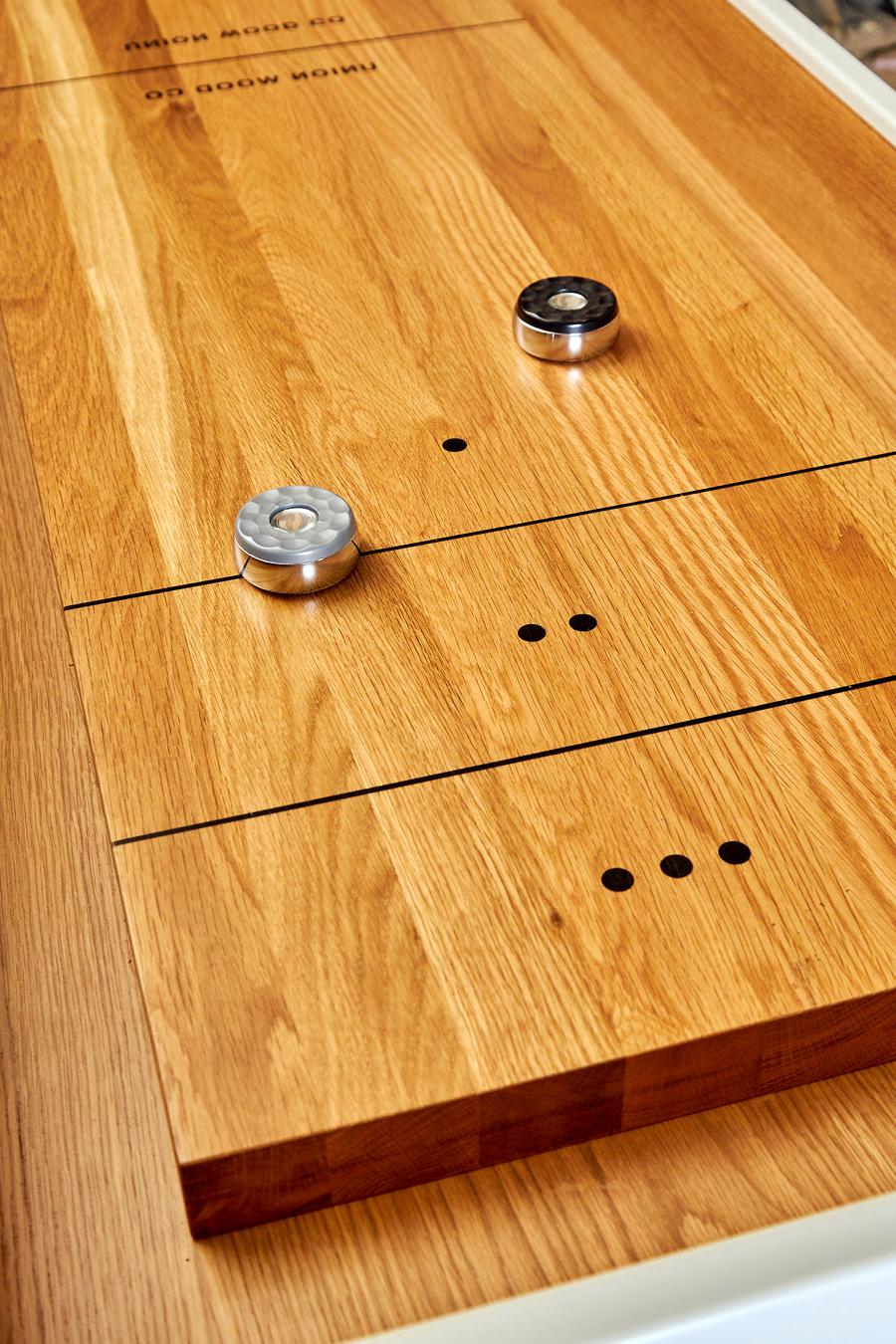 modern shuffleboard table detail